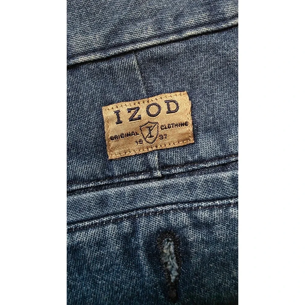 IZOD Men's Pleated Denim Shorts Blue Medium Wash 100% Cotton Size 38